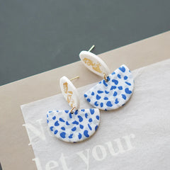 Flower Pattern Multi Mixed Dark Colors Arch Pendant Dangle Marble Gentle Dots Polymer Clay Earrings Sets Party Casual Wear