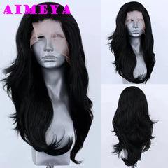AIMEYA Silver Grey Lace Wig Heat Resistant Synthetic Lace Front Wig Long Natural Wave Mix Blonde Lace Wigs Daily Use Cosplay