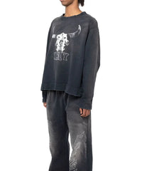 Winter Series SAINT Round Neck Oversized Men Sweater ARIES Print Beige Vintage Pullover Streetwear