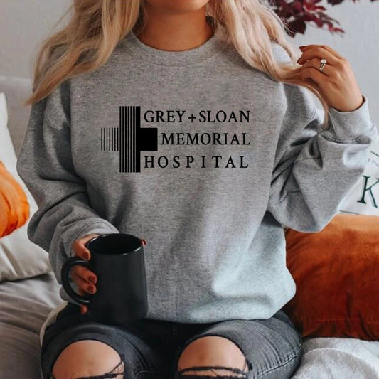Grey + Sloan Memorial Hospital Unisex Sweatshirts Grey's Anatomy TV Show Hoodies Streetwear Women Top Casual Pullovers Hoodie