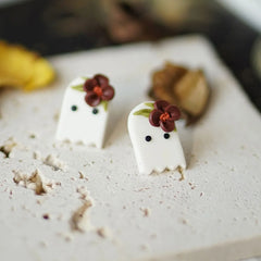 Trendy Fashion Delicate Unique Multi Colors Shapes Halloween Ghost Flower Polymer Clay Earrings Holiday Women's Accessories Gift