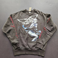 Winter Series SAINT Round Neck Oversized Men Sweater ARIES Print Beige Vintage Pullover Streetwear