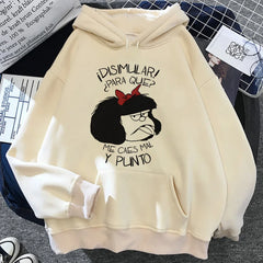 Mafalda Hoodie Graphic Patterned Funny Youthful Teen Tracksuits Athleisure Harajuku Autumn and Winter Women Men Hoodie Pullover