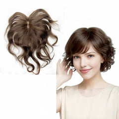 Body Wavy Brazilian Human Hair Toppers 25cm Clip In Hairpieces Extensions Increase Hair Volume for Women Mild Light Brown Remy