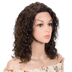 Sleek Curly Human Hair Wig For Women Brown Highlights Lace Wig Remy Brazilian Hair Wigs 13X1 Water Wave Woman T Part Lace Wigs