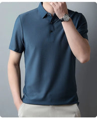 New style ice silk jacquard polo shirt short sleeve summer men's t-shirt casual business fashion stand collar t-shirt men