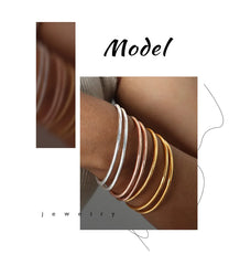 5pcs/set Stainless Steel Bracelet Bangles For Women 18K Gold Plated Waterproof No Tarnish Women's Minimalist Bracelets Bangle