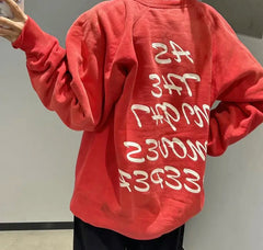 Winter Series SAINT Round Neck Oversized Men Sweater ARIES Print Beige Vintage Pullover Streetwear