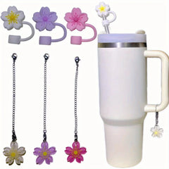 2pcs Silicone Cup Accessories For 30/40 Oz Stanley Cups, Reusable Dustproof Silicone Straw Plugs With Floral Design