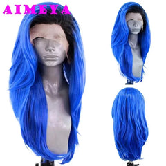 AIMEYA Silver Grey Lace Wig Heat Resistant Synthetic Lace Front Wig Long Natural Wave Mix Blonde Lace Wigs Daily Use Cosplay