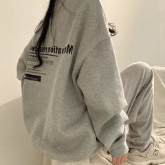 2024 Spring Autumn Women Sweatshirts Long Sleeve Oversized Hoodies Casual Letter Print Loose Pullovers Tops Harajuku Streetwear