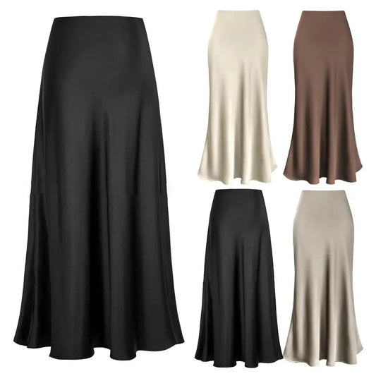 Elegant Faux Silk Satin Skirts