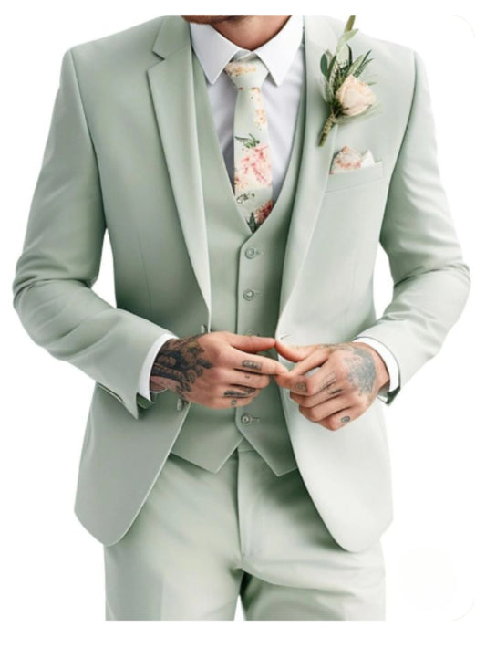 Men's Special Sage Green 3 Piece Suit