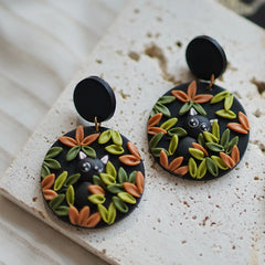 Trendy Fashion Delicate Unique Multi Colors Shapes Halloween Ghost Flower Polymer Clay Earrings Holiday Women's Accessories Gift
