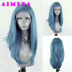 AIMEYA Silver Grey Lace Wig Heat Resistant Synthetic Lace Front Wig Long Natural Wave Mix Blonde Lace Wigs Daily Use Cosplay