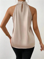 Sleeveless vest silk blouse