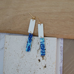 Trendy Fashion Leaf Pattern Multi Layer Dangle Navy Aqua Vitage Bohemian Polymer Clay Earrings Women's Accessories Party Holiday