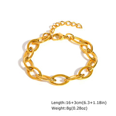 Gold Plated Paperclip Chunky Chain Bracelet Rhombus Geometric Minimalist Bracelets for Women Stainless Steel Irregular Jewelry