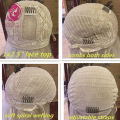 Full Human Hair Wigs with Bangs Glueless WEar and go Wig for Women Natural Straight Lace Front Wig Fringe Ombre Blonde Color Wig