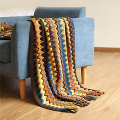 Knitted Blankets Bohemian Plaid Throw Blanket Sofa Cover With Tassels Travel Leisure Bed Cover Blanket boho Bedspread
