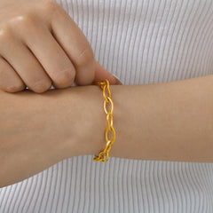 Gold Plated Paperclip Chunky Chain Bracelet Rhombus Geometric Minimalist Bracelets for Women Stainless Steel Irregular Jewelry