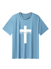 Creative Geometric Graphic Print Short Sleeve T-shirt for Men, Summer Outdoor Casual Crew Neck Top Shirt