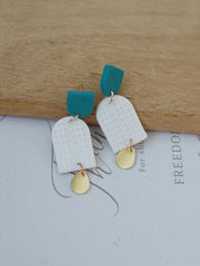 Trendy Fashion Leaf Pattern Multi Layer Dangle Navy Aqua Vitage Bohemian Polymer Clay Earrings Women's Accessories Party Holiday