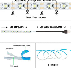 DC 5V USB LED Strips 2835 White Warm White LED Strip Light TV Background Lighting Tape Home Decor Lamp 1- 5m LED String Light
