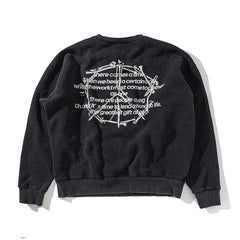 Winter Series SAINT Round Neck Oversized Men Sweater ARIES Print Beige Vintage Pullover Streetwear