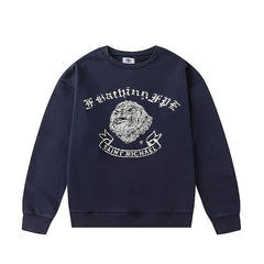 Winter Series SAINT Round Neck Oversized Men Sweater ARIES Print Beige Vintage Pullover Streetwear