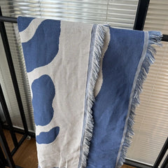 Casual Throw Blankets With Tassels Carpet Sofa Leisure Carpet Tapestry Sofa Blanket Wall Hanging Room Decoration Blue Carpet