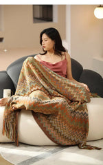 Knitted Blankets Bohemian Plaid Throw Blanket Sofa Cover With Tassels Travel Leisure Bed Cover Blanket boho Bedspread