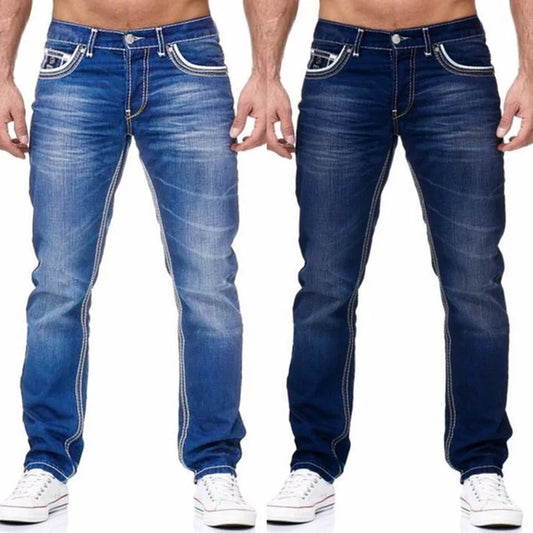 Men's Solid Pockets Stretch Jeans