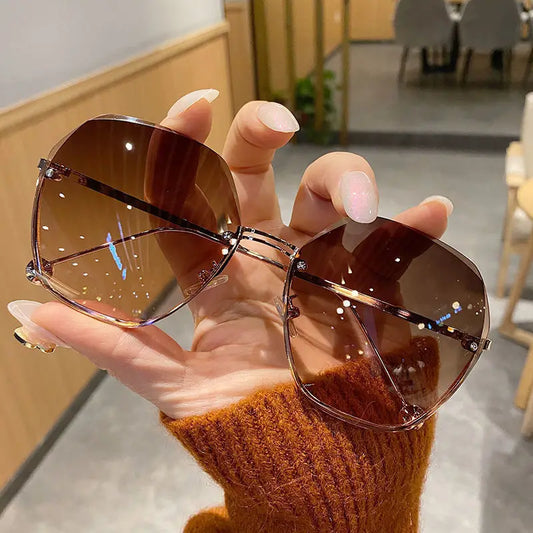 Ladies Polygonal Metal Sunglasses