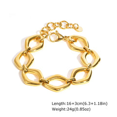 Gold Plated Paperclip Chunky Chain Bracelet Rhombus Geometric Minimalist Bracelets for Women Stainless Steel Irregular Jewelry