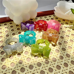 Resin Rings Dumpy Acrylic Rings Bowknot Rings Aesthetic Trendy Colorful Open Rings Statement Jewelry Bow Rings for Women