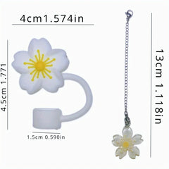 2pcs Silicone Cup Accessories For 30/40 Oz Stanley Cups, Reusable Dustproof Silicone Straw Plugs With Floral Design