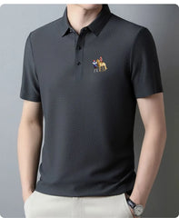 New style ice silk jacquard polo shirt short sleeve summer men's t-shirt casual business fashion stand collar t-shirt men