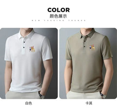 New style ice silk jacquard polo shirt short sleeve summer men's t-shirt casual business fashion stand collar t-shirt men