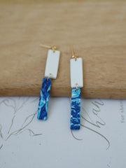 Trendy Fashion Leaf Pattern Multi Layer Dangle Navy Aqua Vitage Bohemian Polymer Clay Earrings Women's Accessories Party Holiday