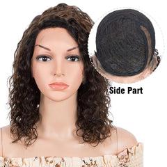 Sleek Curly Human Hair Wig For Women Brown Highlights Lace Wig Remy Brazilian Hair Wigs 13X1 Water Wave Woman T Part Lace Wigs