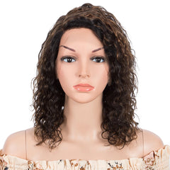 Sleek Curly Human Hair Wig For Women Brown Highlights Lace Wig Remy Brazilian Hair Wigs 13X1 Water Wave Woman T Part Lace Wigs