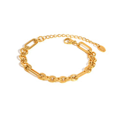 Gold Plated Paperclip Chunky Chain Bracelet Rhombus Geometric Minimalist Bracelets for Women Stainless Steel Irregular Jewelry