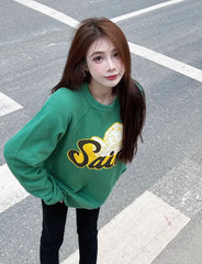 Winter Series SAINT Round Neck Oversized Men Sweater ARIES Print Beige Vintage Pullover Streetwear