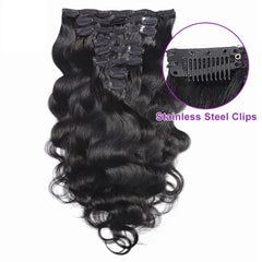 Body Wave Clip in Hair Extensions Human Hair 125G Weft Long Wavy Clip ins Remy Hair Extensions for Women and Girls 20 Inch