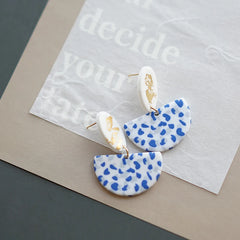 Flower Pattern Multi Mixed Dark Colors Arch Pendant Dangle Marble Gentle Dots Polymer Clay Earrings Sets Party Casual Wear