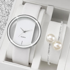 Women's Watch & Pearl  Bracelet Set