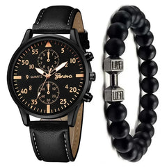 Men Casual Clock Watch set
