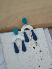 Trendy Fashion Leaf Pattern Multi Layer Dangle Navy Aqua Vitage Bohemian Polymer Clay Earrings Women's Accessories Party Holiday