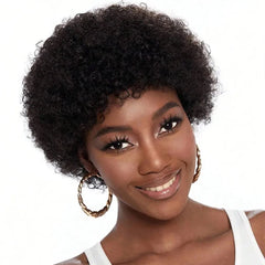 Afro Kinky Curly Pixie Cut Bangs Wig